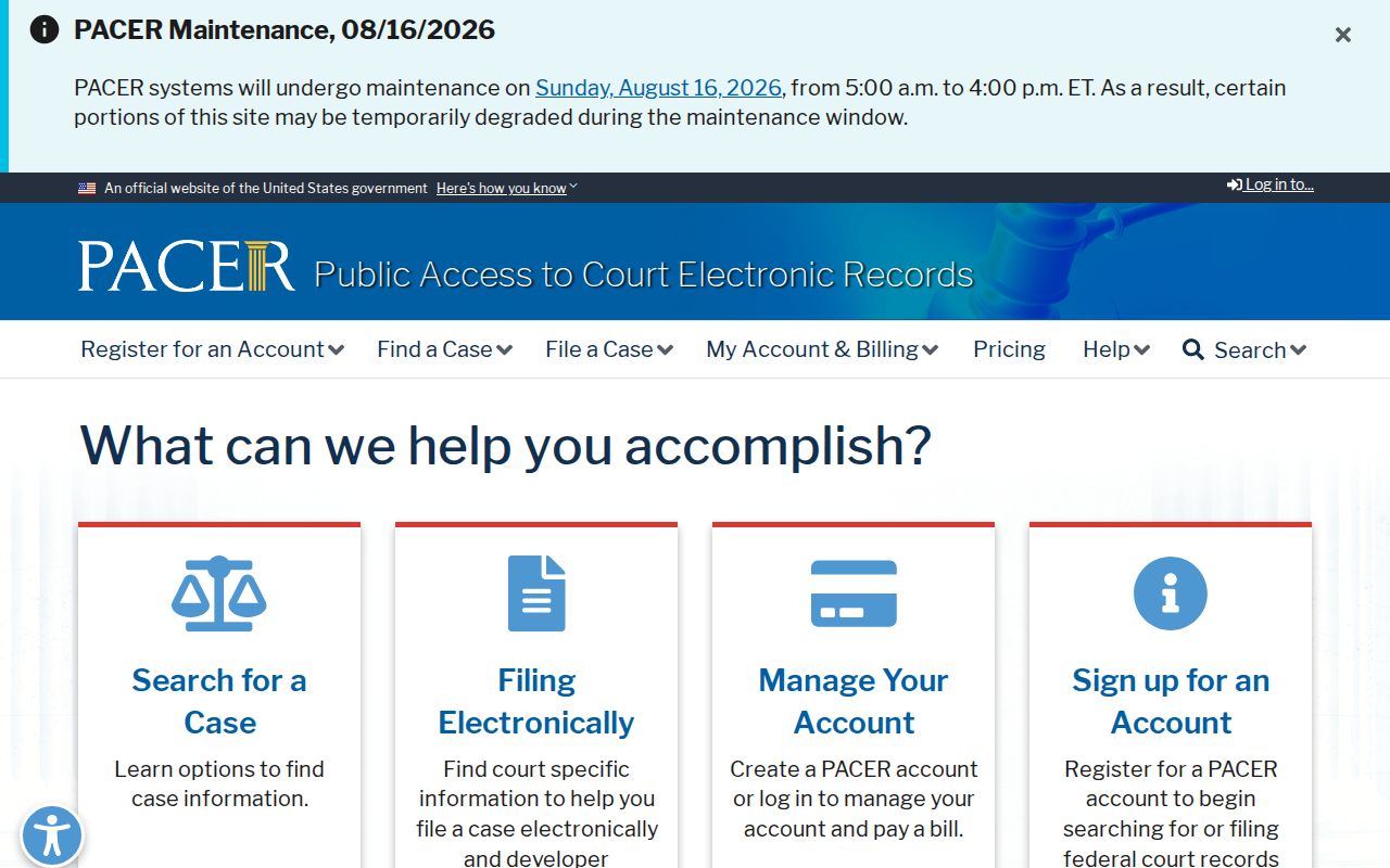 Menominee County federal criminal case records in PACER
