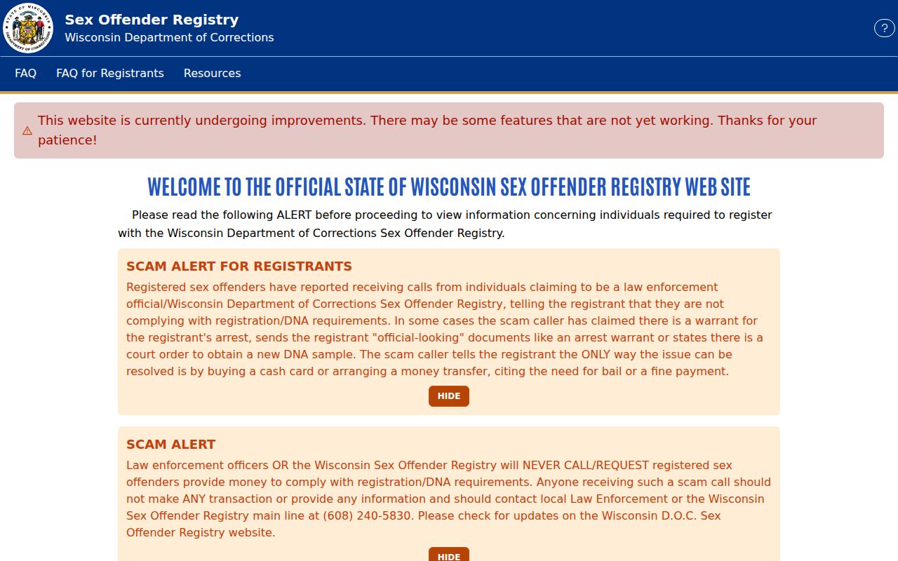 Menominee County sex offender registry search form