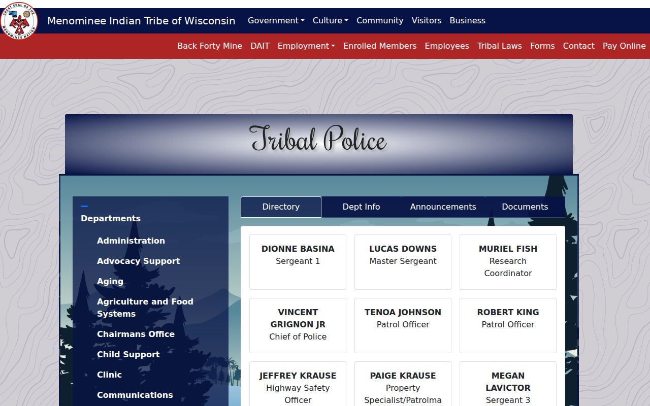 Menominee Tribal Police contact for Menominee County sex offender registry concerns